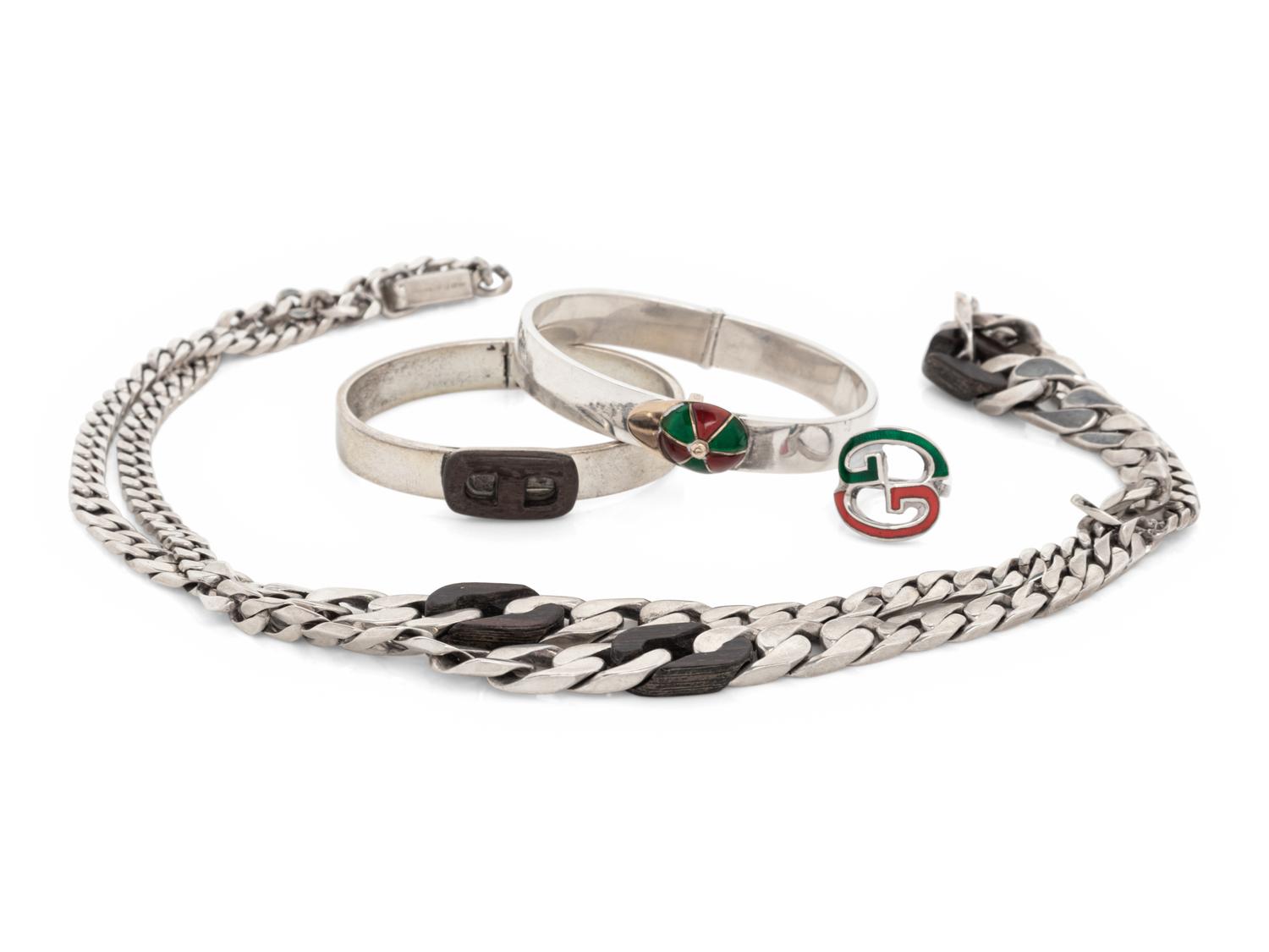 Four Gucci Items: One Necklace, Two Bracelets, One Ring, 1970-80s