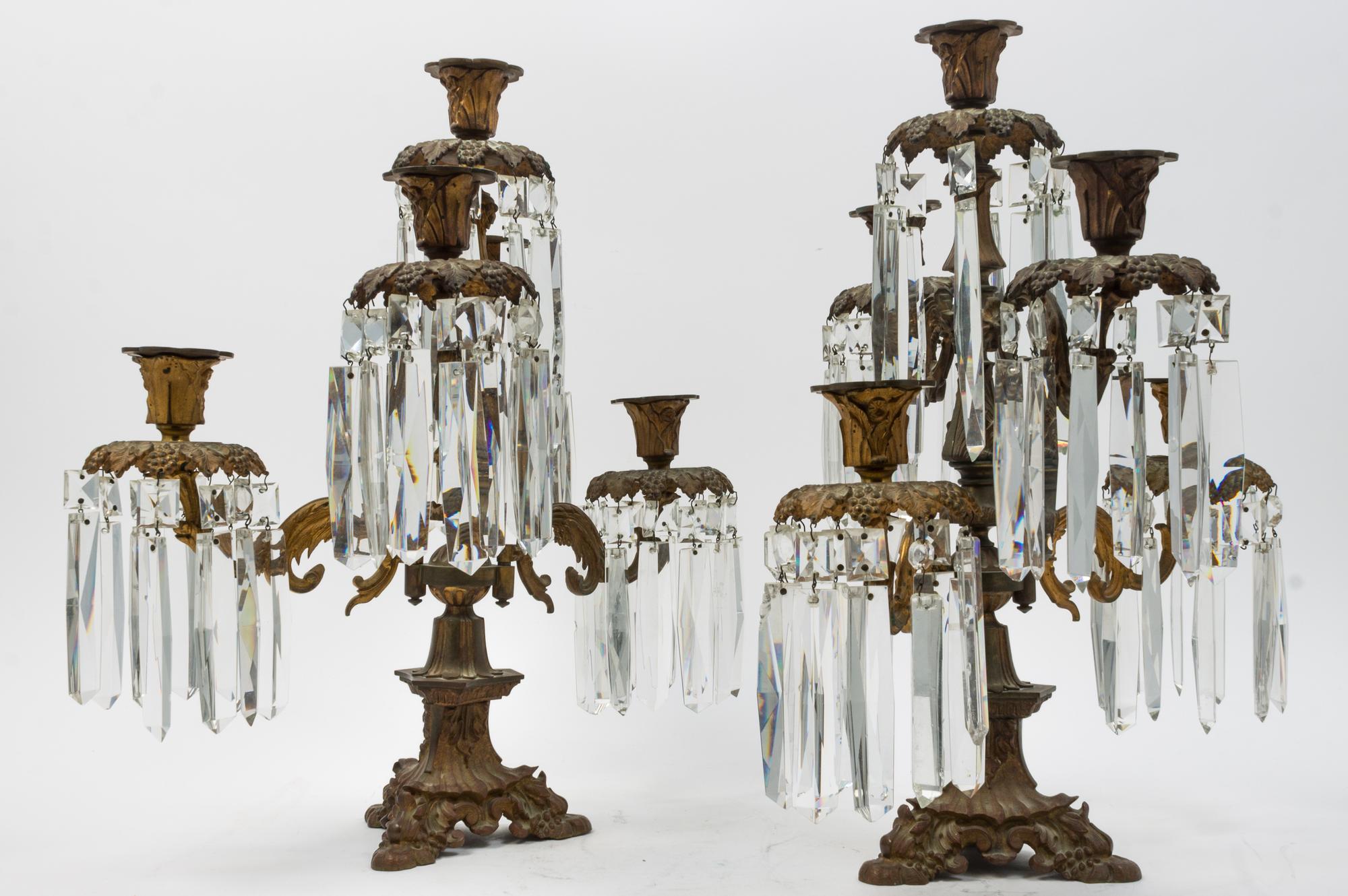 A Pair of Victorian Gilt Metal Candelabra Height 19 inches. — LATE 19TH CENTURY