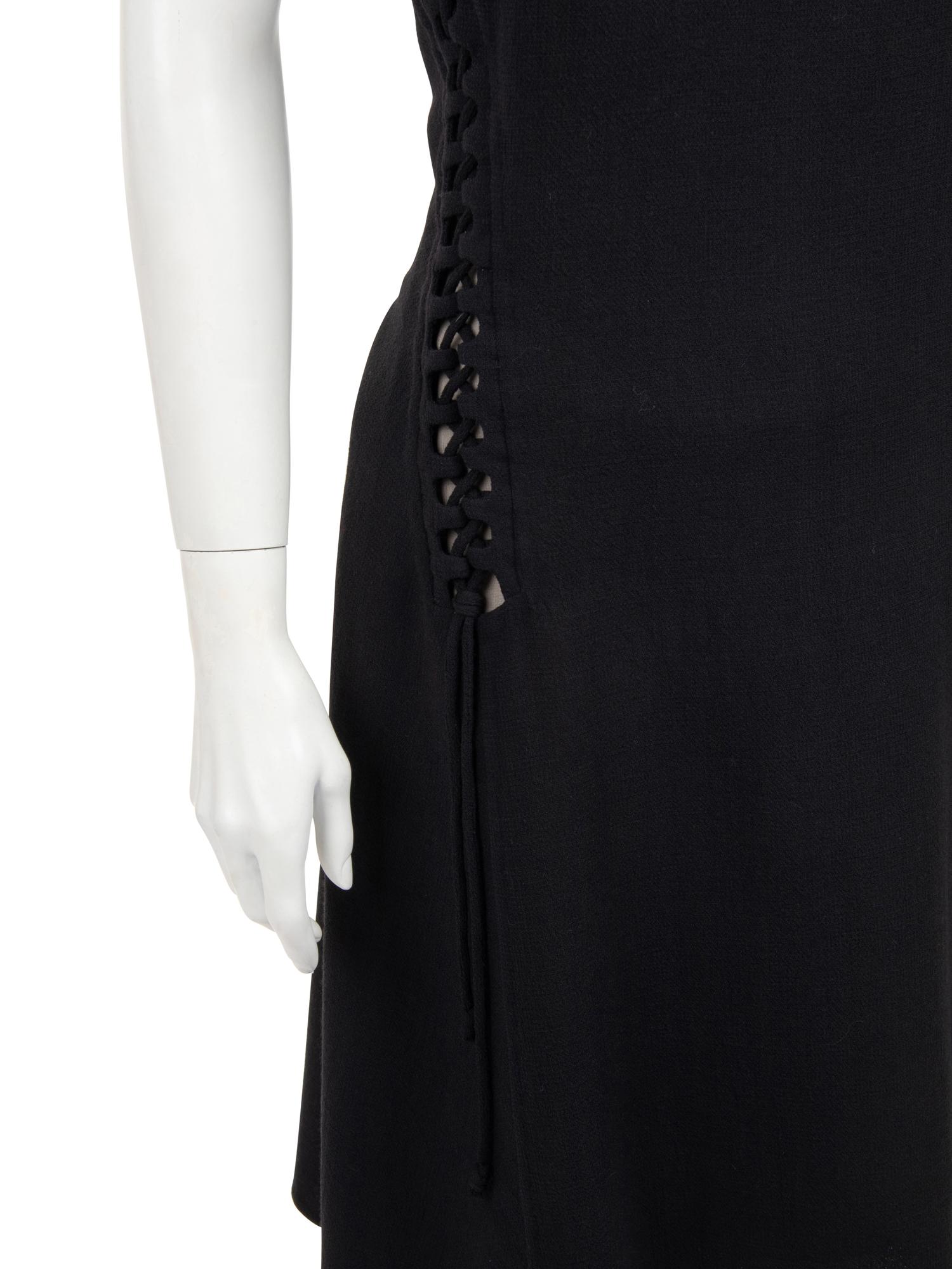 Ralph Rucci Wool Crepe Sleeveless Dress with Lace Up Details