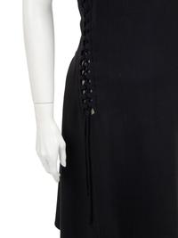 Ralph Rucci Wool Crepe Sleeveless Dress with Lace Up Details