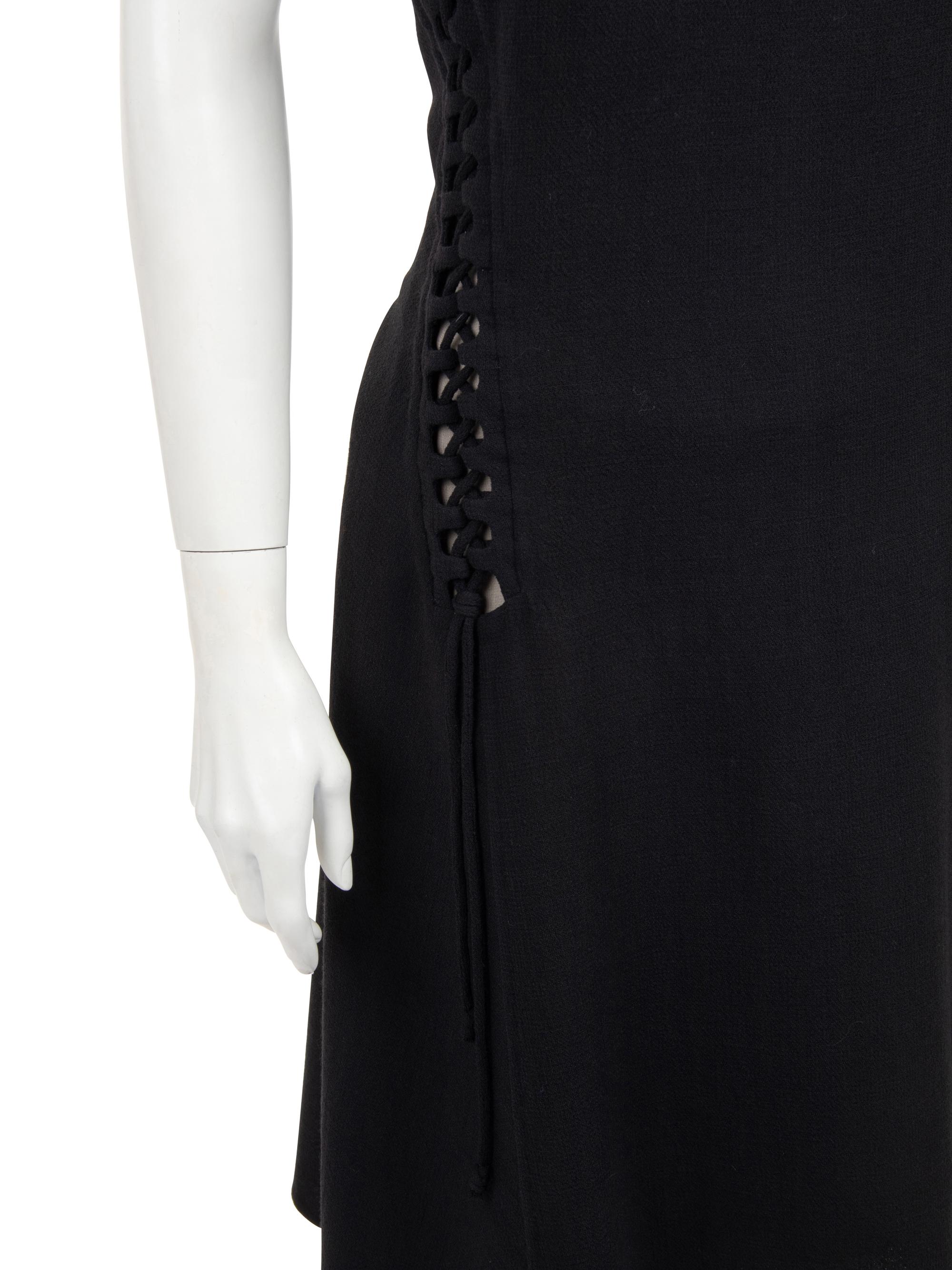 Ralph Rucci Wool Crepe Sleeveless Dress with Lace Up Details