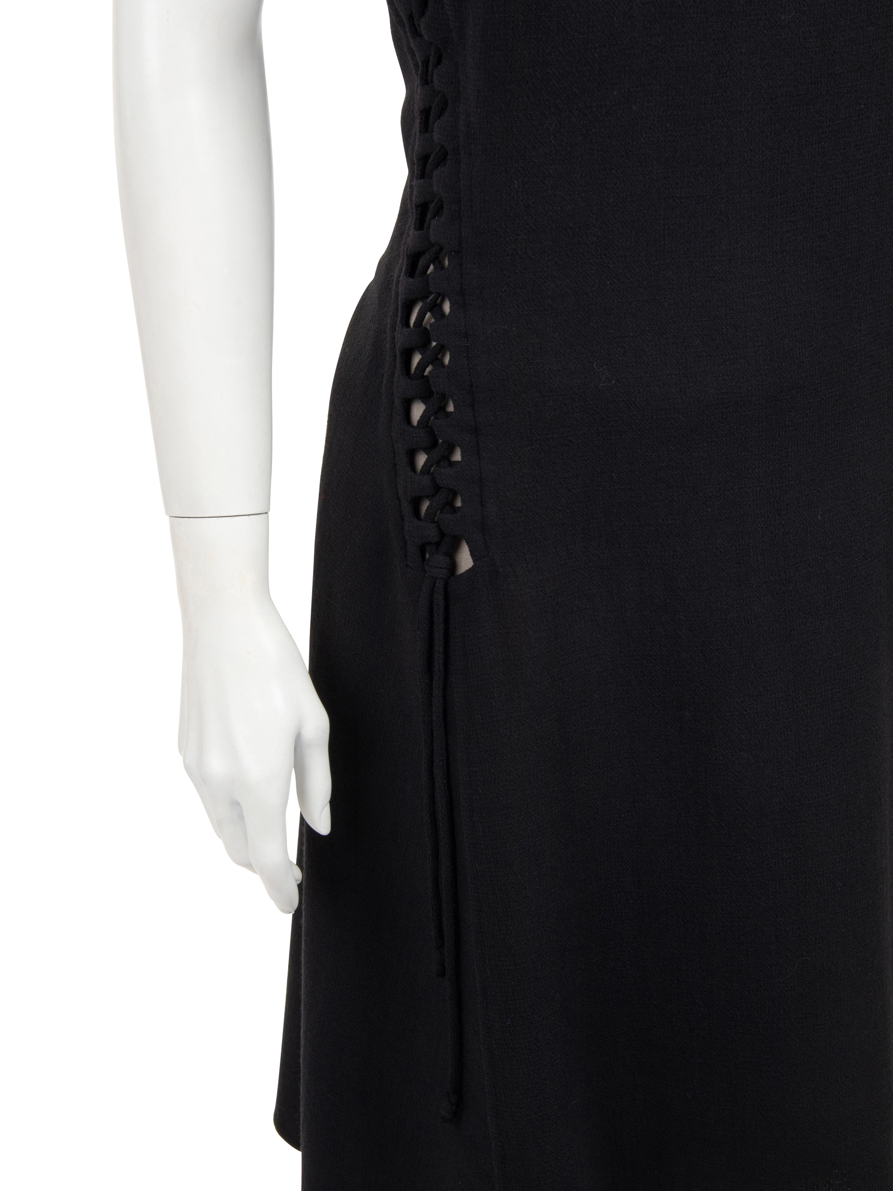 Ralph Rucci Wool Crepe Sleeveless Dress with Lace Up Details