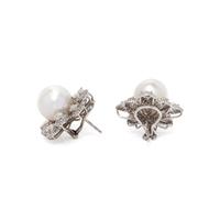 CULTURED SOUTH SEA PEARL AND DIAMOND EARCLIPS