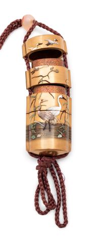 A Gold Lacquer Shibayama Inlaid Four-Case Inro