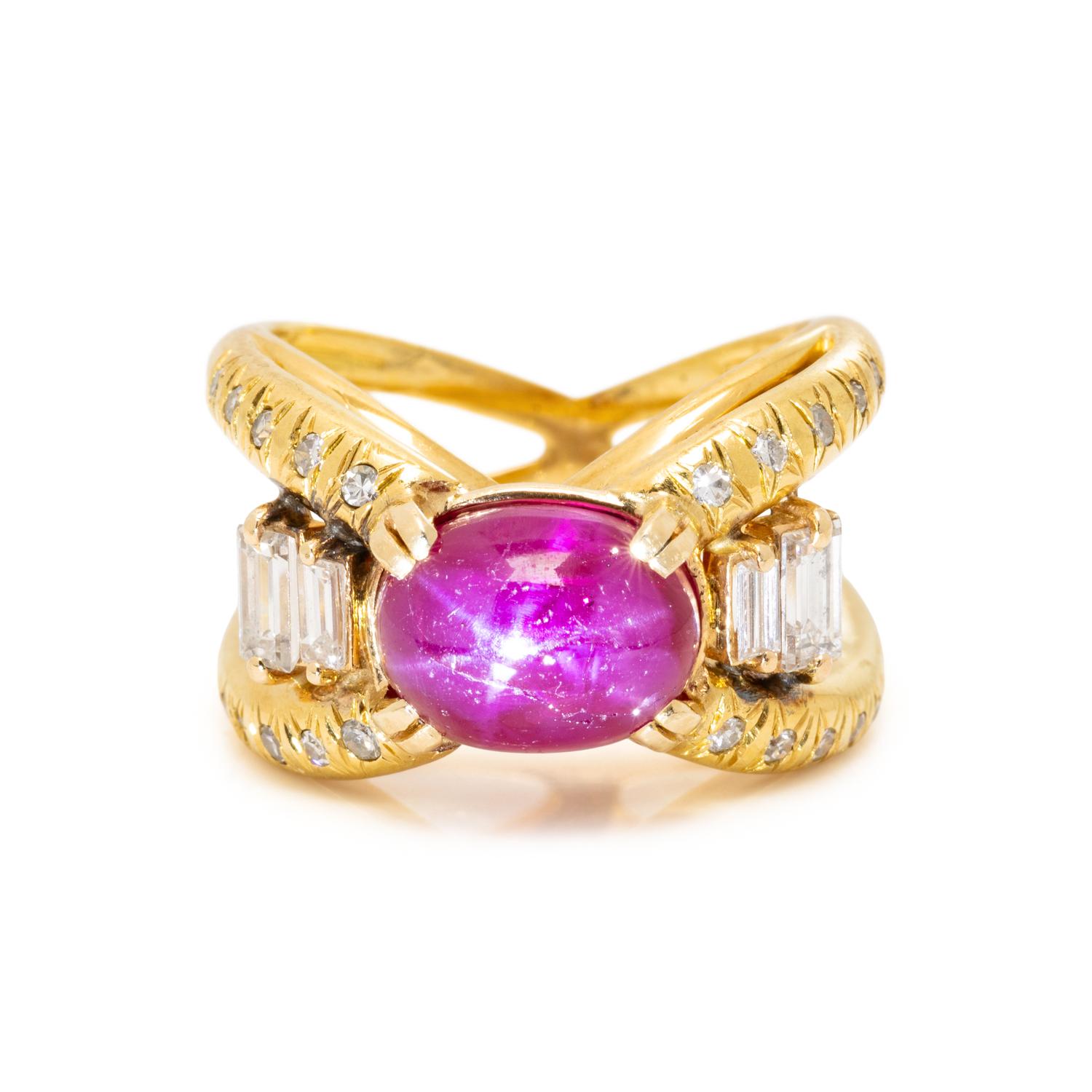 STAR RUBY AND DIAMOND RING