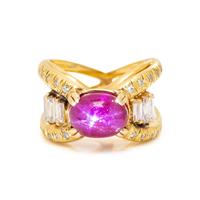 STAR RUBY AND DIAMOND RING