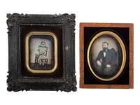 [EARLY PHOTOGRAPHY]. A group of 19 European daguerreotypes and ambrotypes, including: