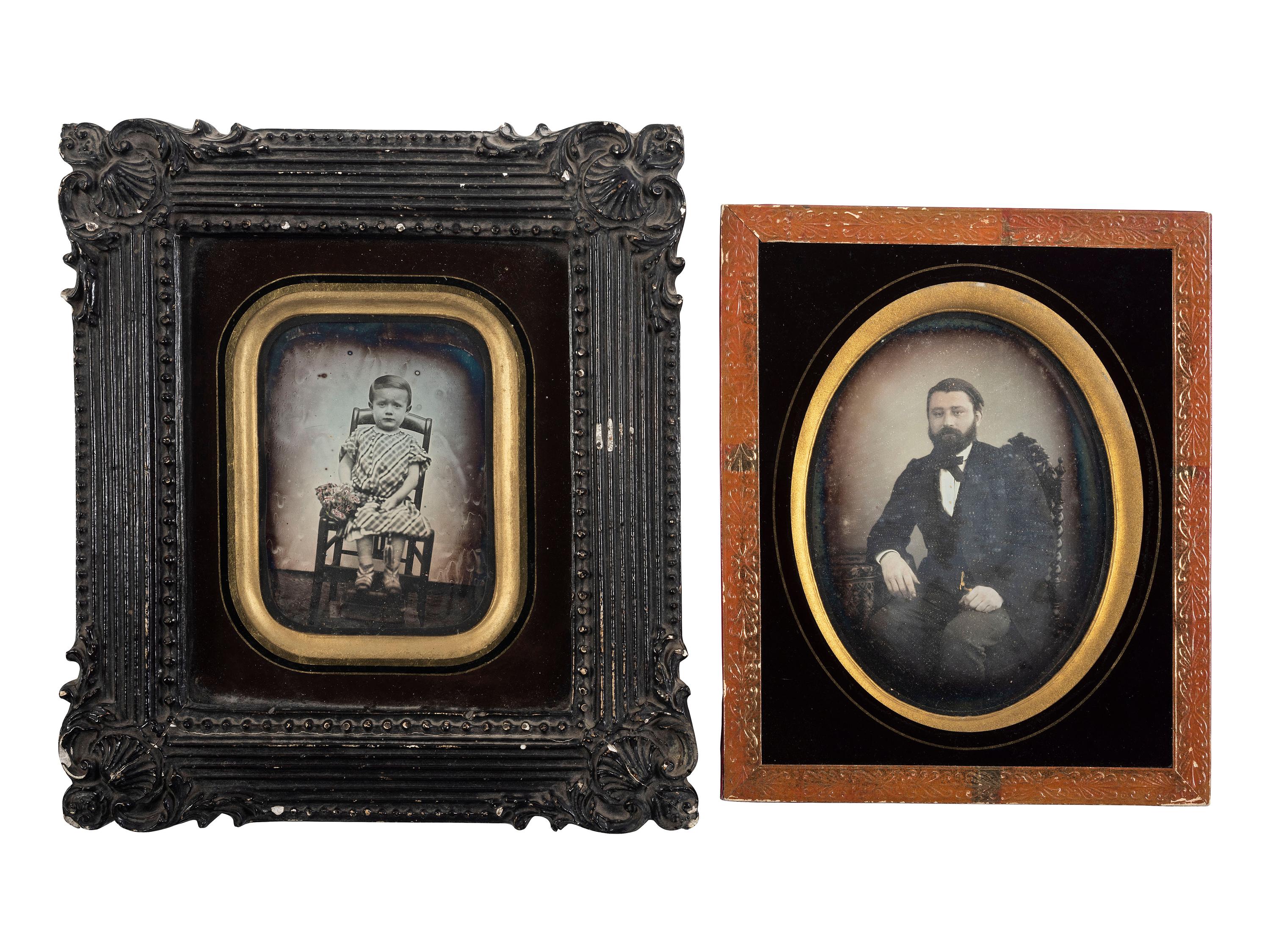 [EARLY PHOTOGRAPHY]. A group of 19 European daguerreotypes and ambrotypes, including: