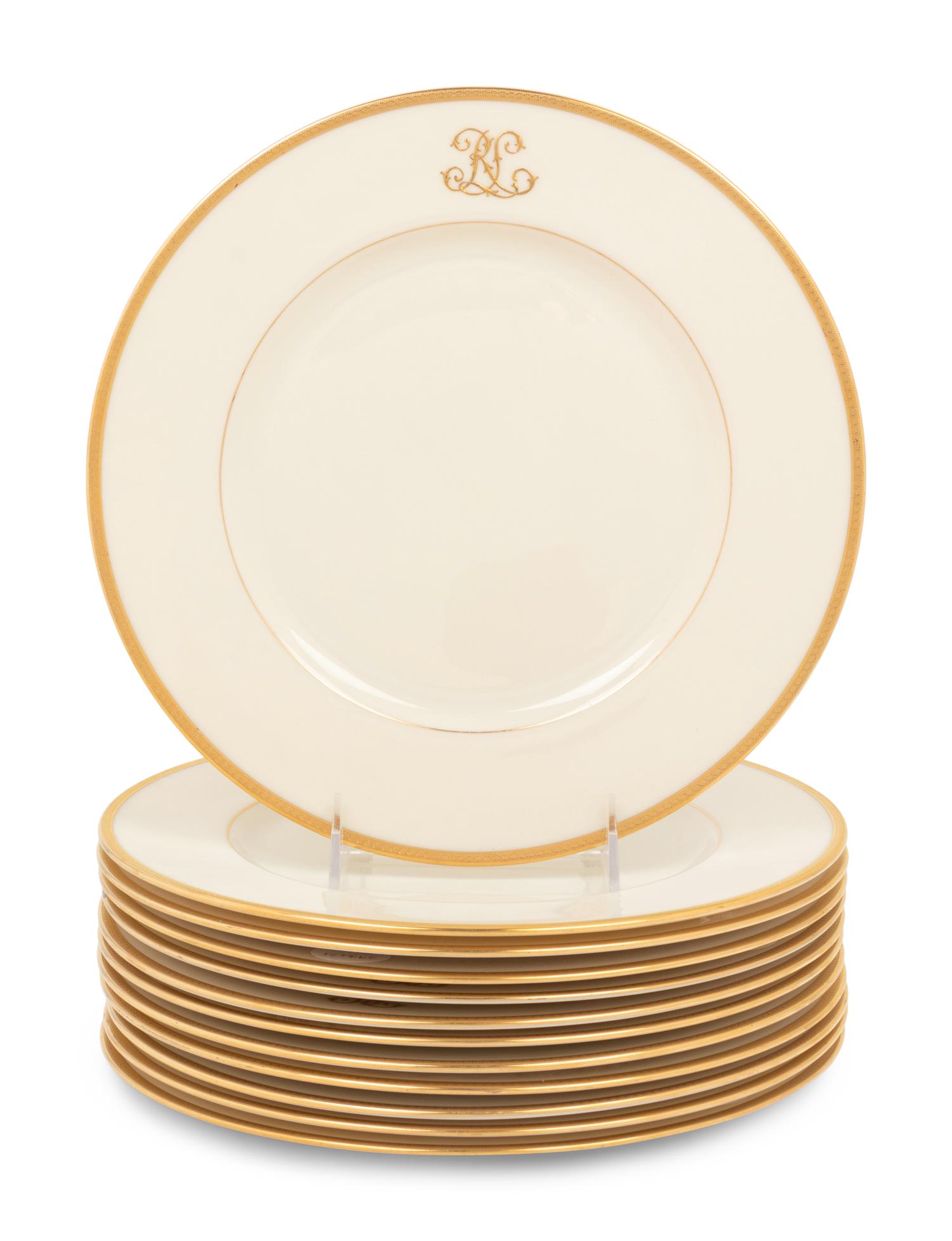 A Set of Twelve Lenox Porcelain Plates Retailed by Tiffany & Co.