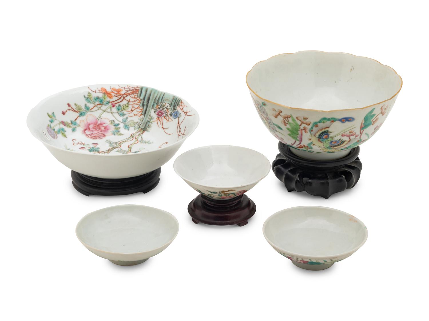 Three Chinese Famille Rose Porcelain Bowls