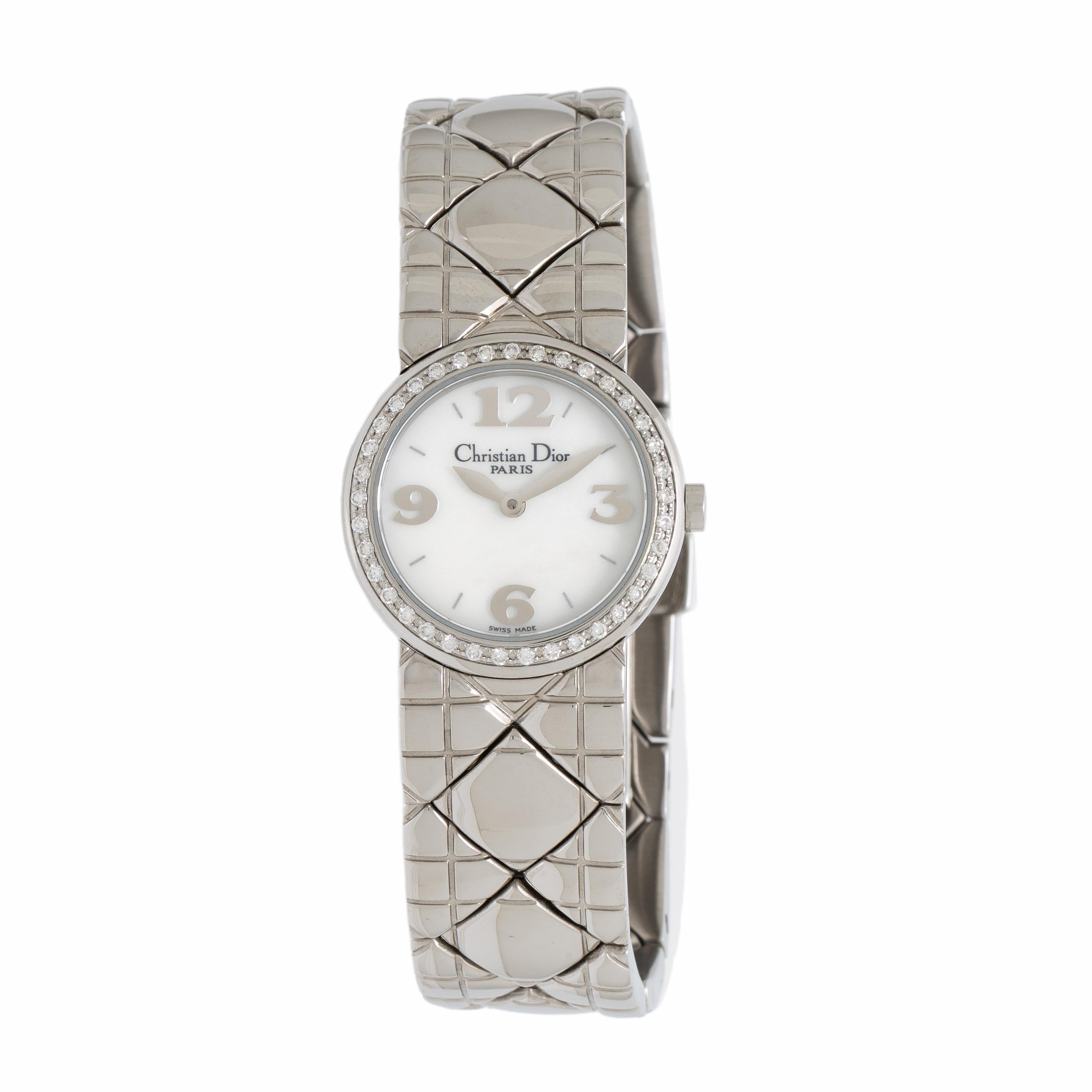Christian Dior, Ref. D86-101, Stainless Steel and Diamond Watch with 'Cannage' Bracelet