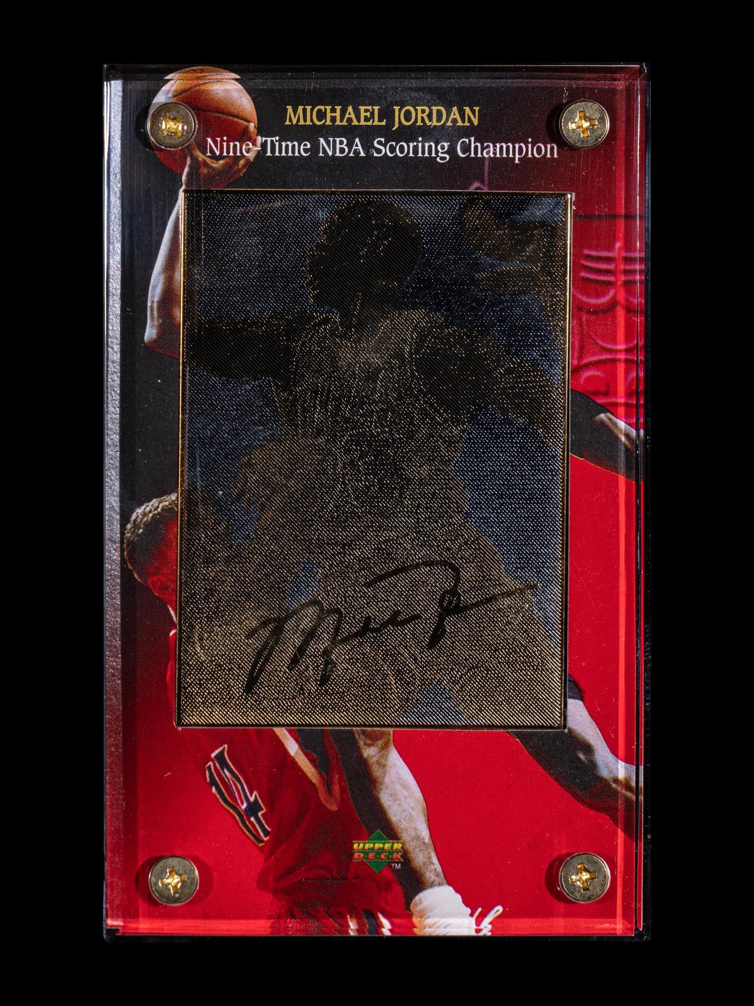 A Group of Three 1997 Upper Deck Limited Edition Michael Jordan 24k Gold Nickel Silver Cards,