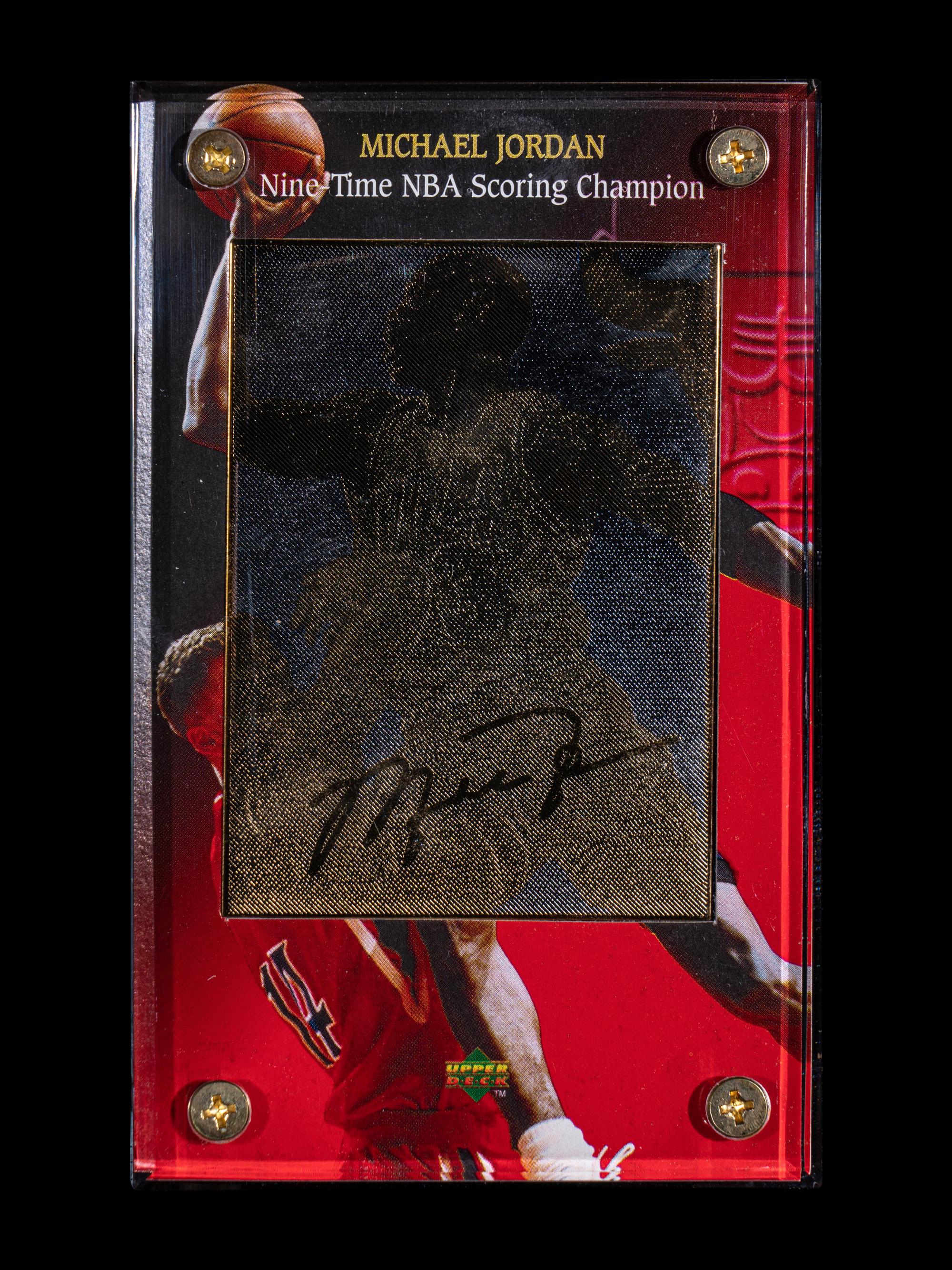 A Group of Three 1997 Upper Deck Limited Edition Michael Jordan 24k Gold Nickel Silver Cards,