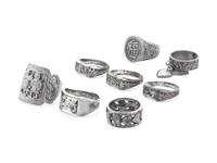 Eight Chinese Silver and Metal Rings
