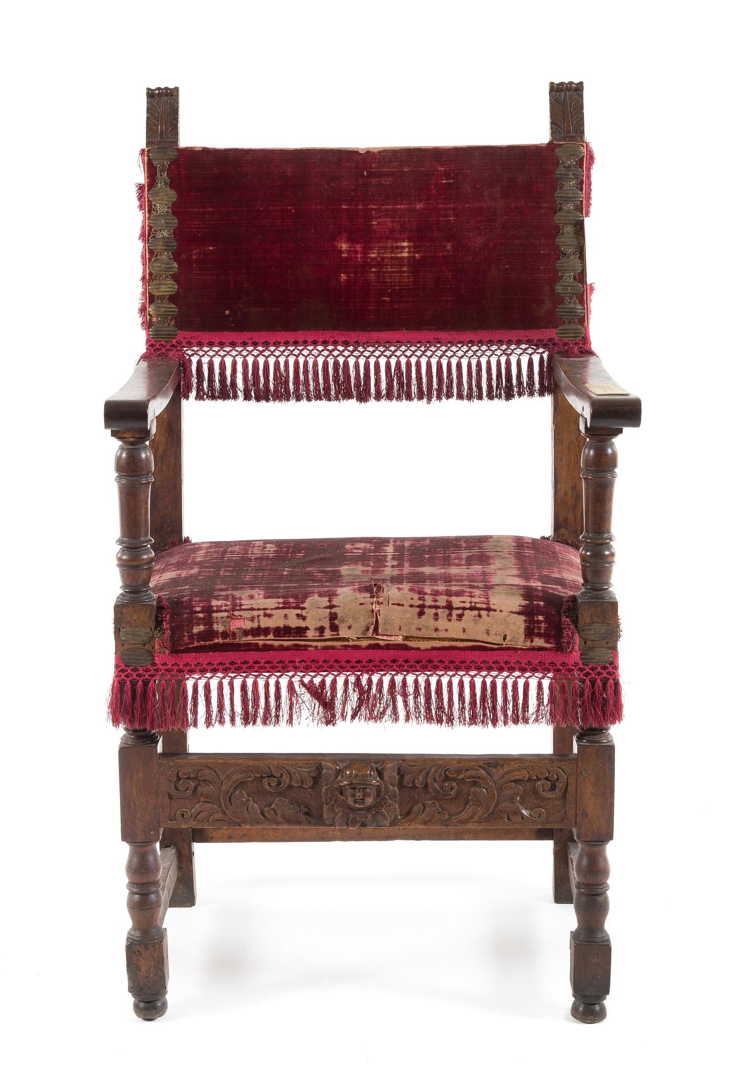 An Italian Baroque Walnut Armchair