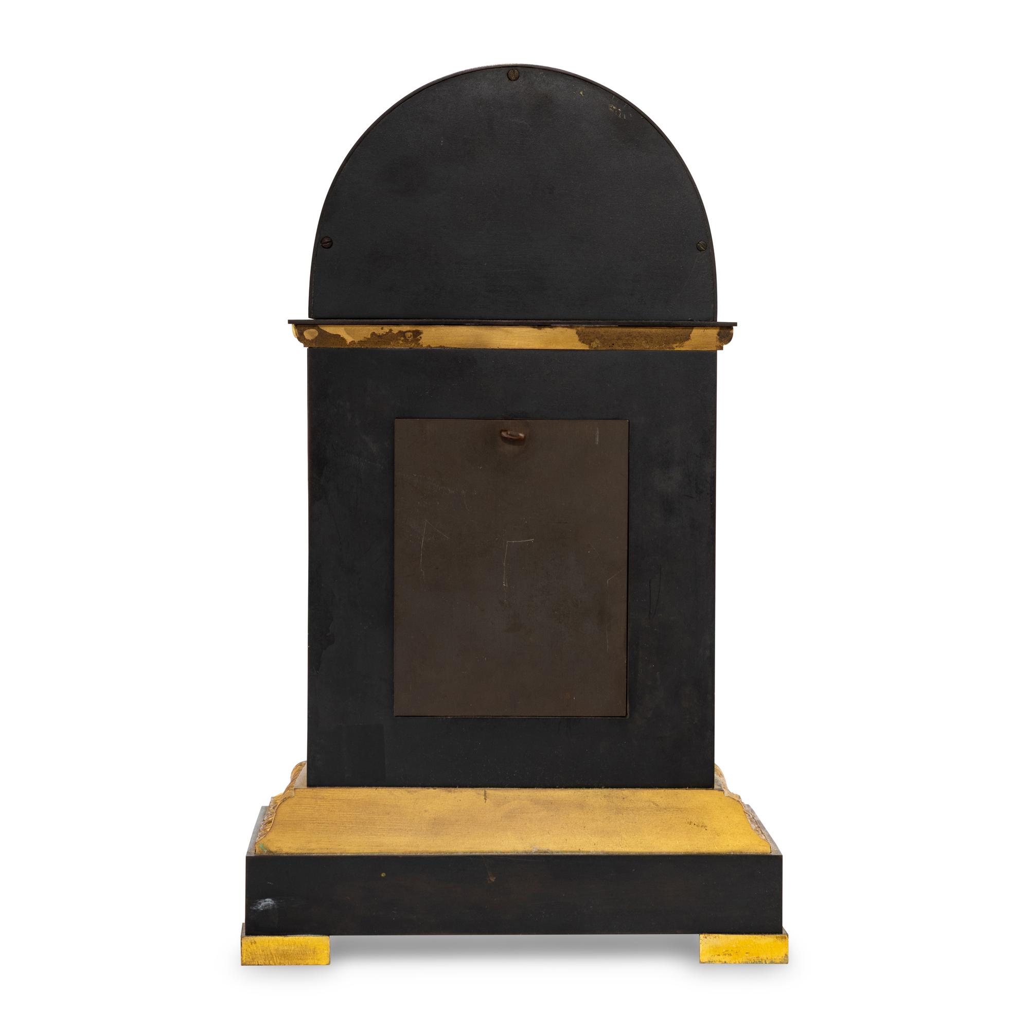 A French Patinated and Gilt Bronze and Cut Glass "Fountain" Mantel Clock
