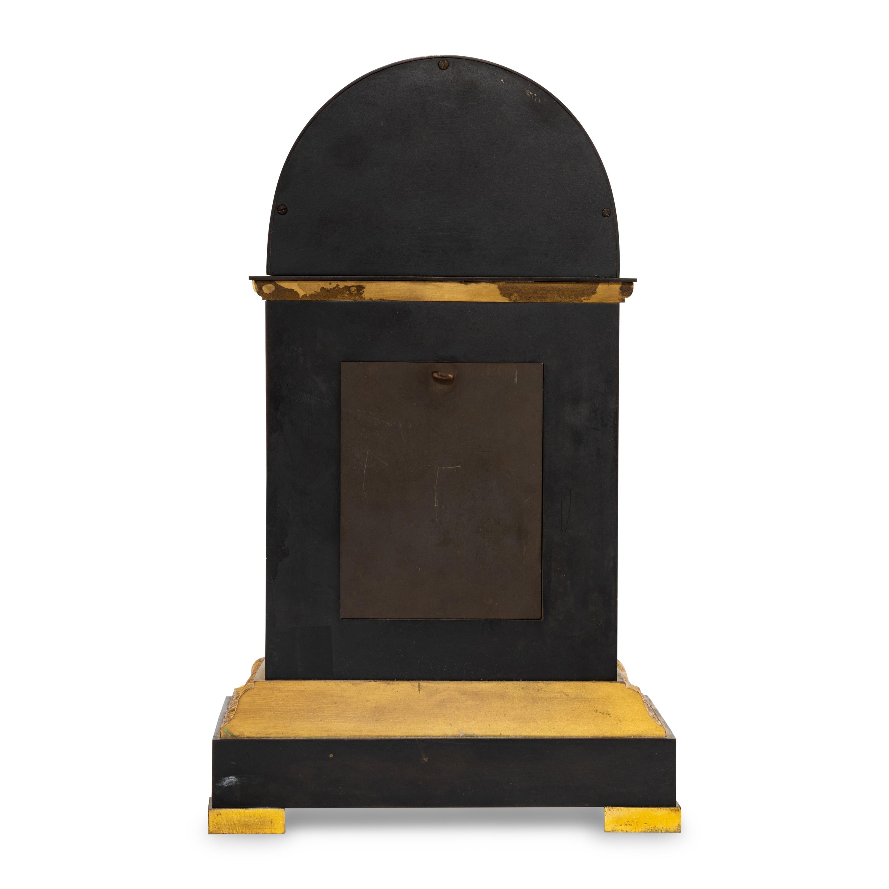 A French Patinated and Gilt Bronze and Cut Glass "Fountain" Mantel Clock