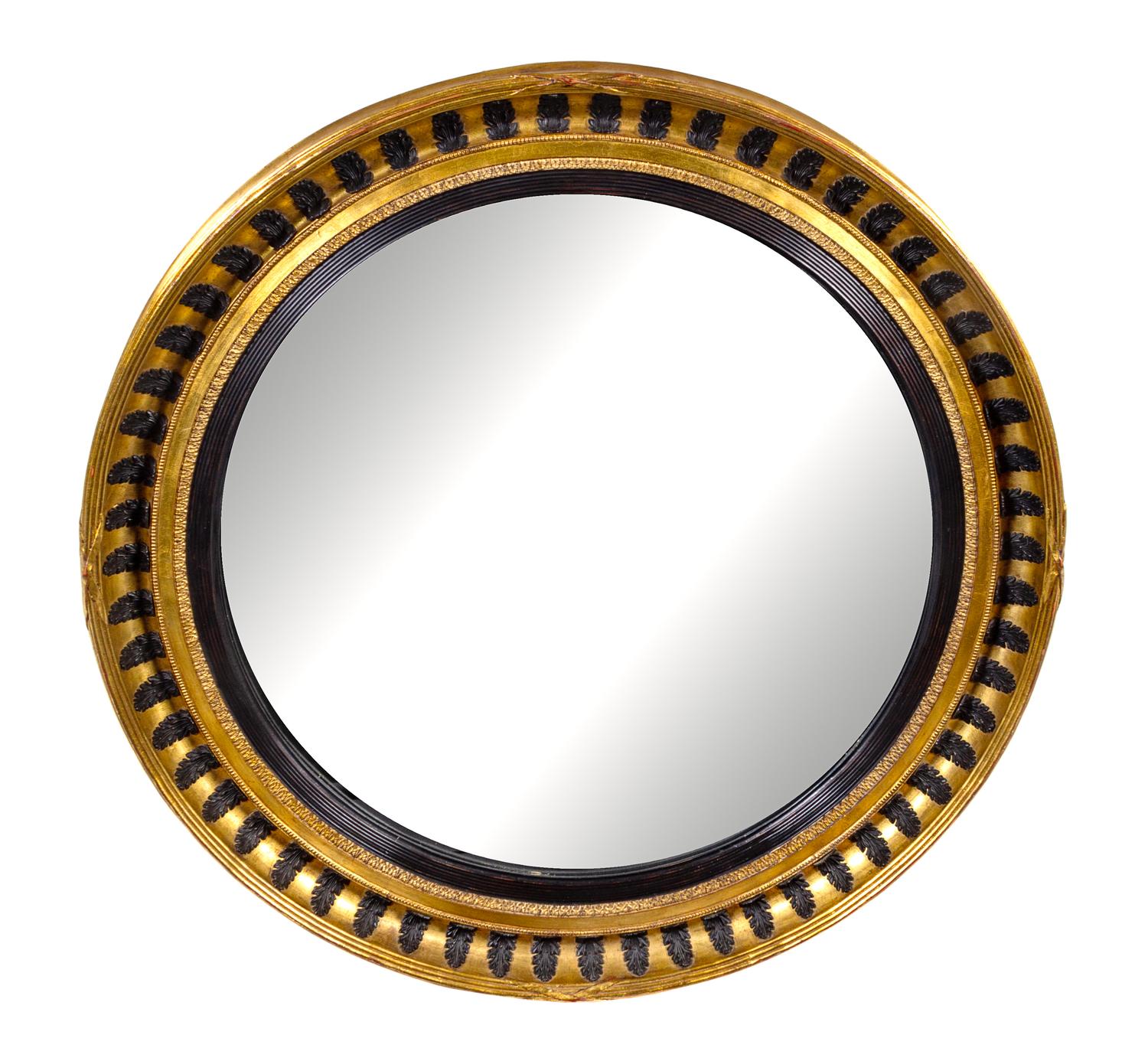 A Regency Style Parcel Ebonized Giltwood Mirror Diameter 45 1/2 inches. — PROBABLY LATE 19TH CENTURY