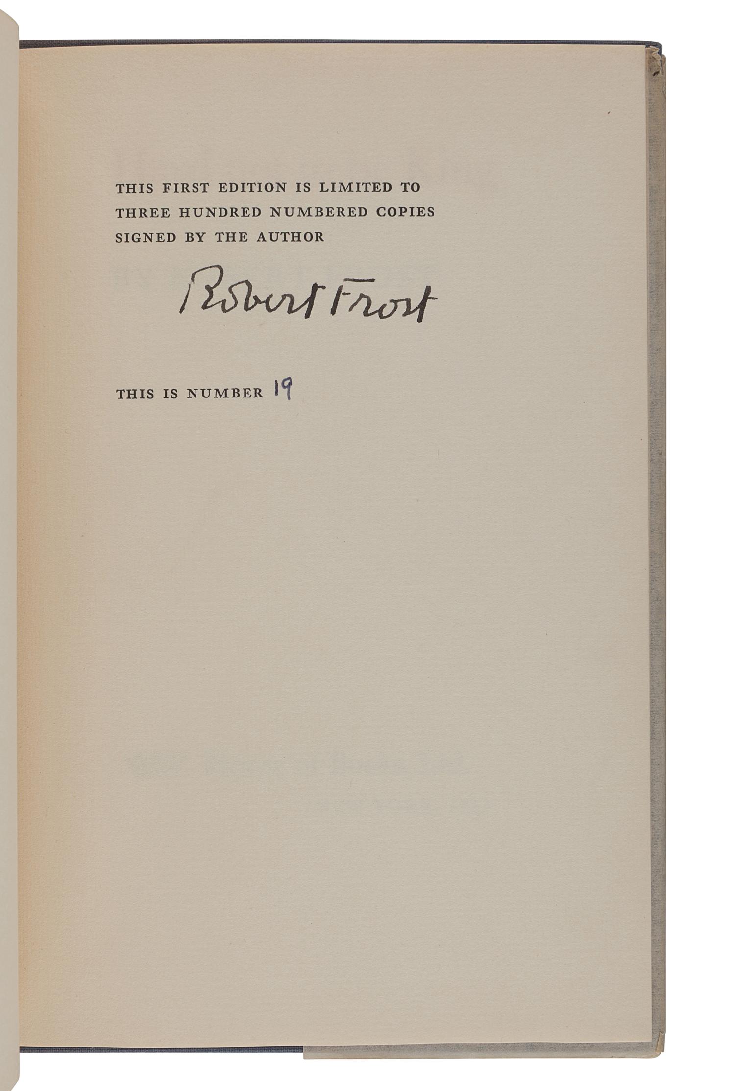 FROST, Robert (1874-1963). A group of 7 signed limited editions, comprising: