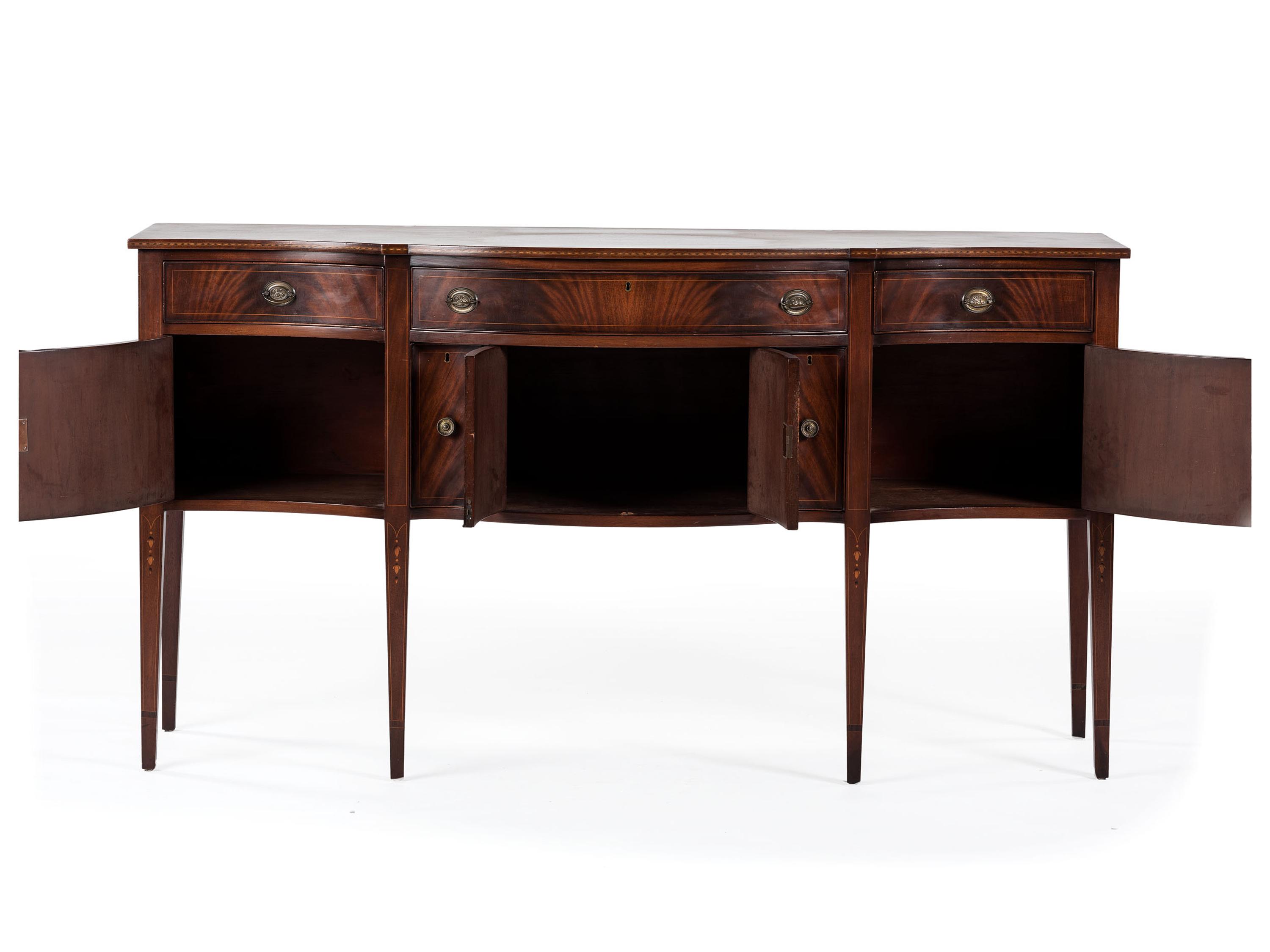 A Federal-Style Mahogany Bow Front Sideboard