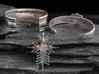 Navajo Cuff Bracelets AND Zuni Petit Point Cross Pendant / Pin