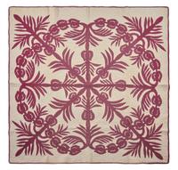 A Hawaiian Appliqued Cotton Quilt