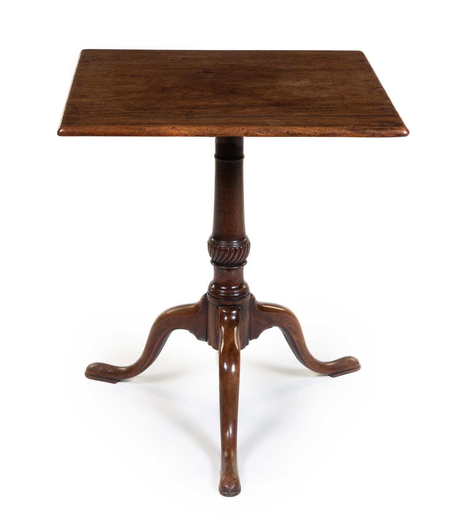 A George III Mahogany Tilt-Top Tea Table Height 27 1/2 x width 24 x depth 24 inches. — 19TH CENTURY