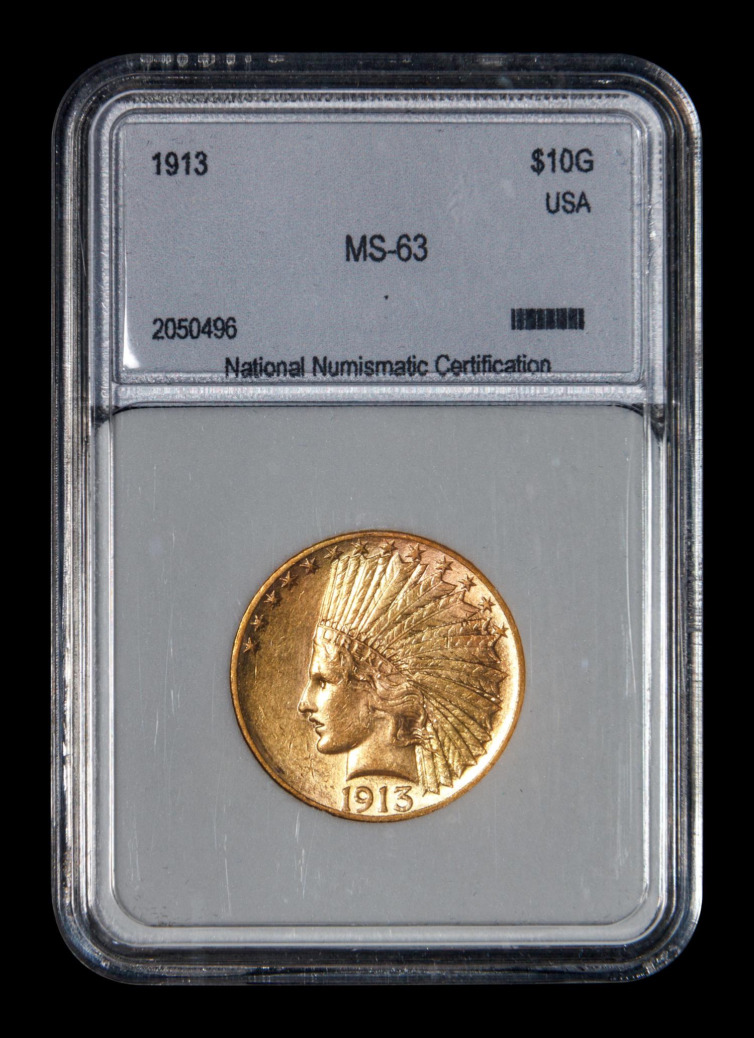 A 1913 Indian Head $10 Gold Coin