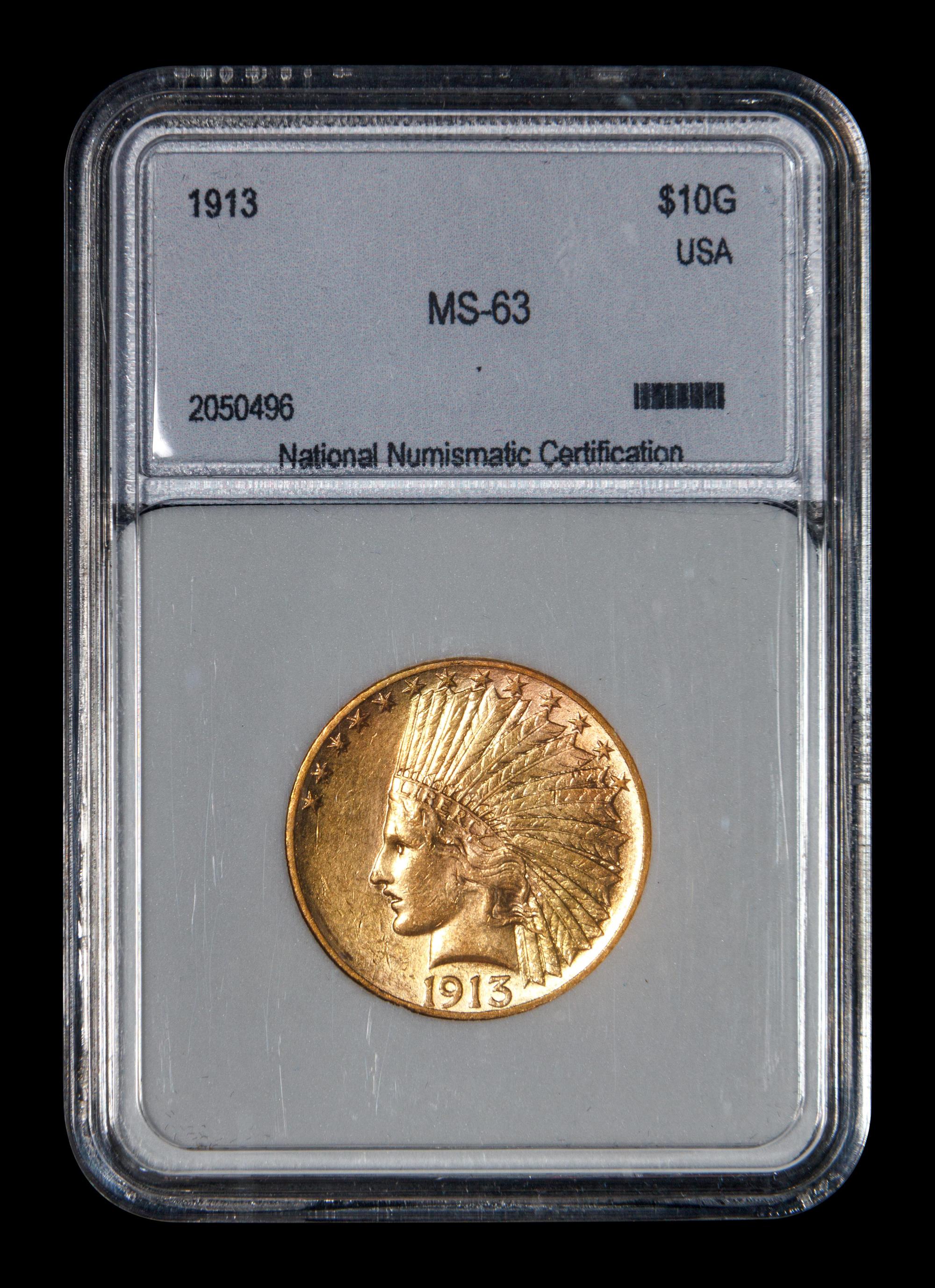 A 1913 Indian Head $10 Gold Coin