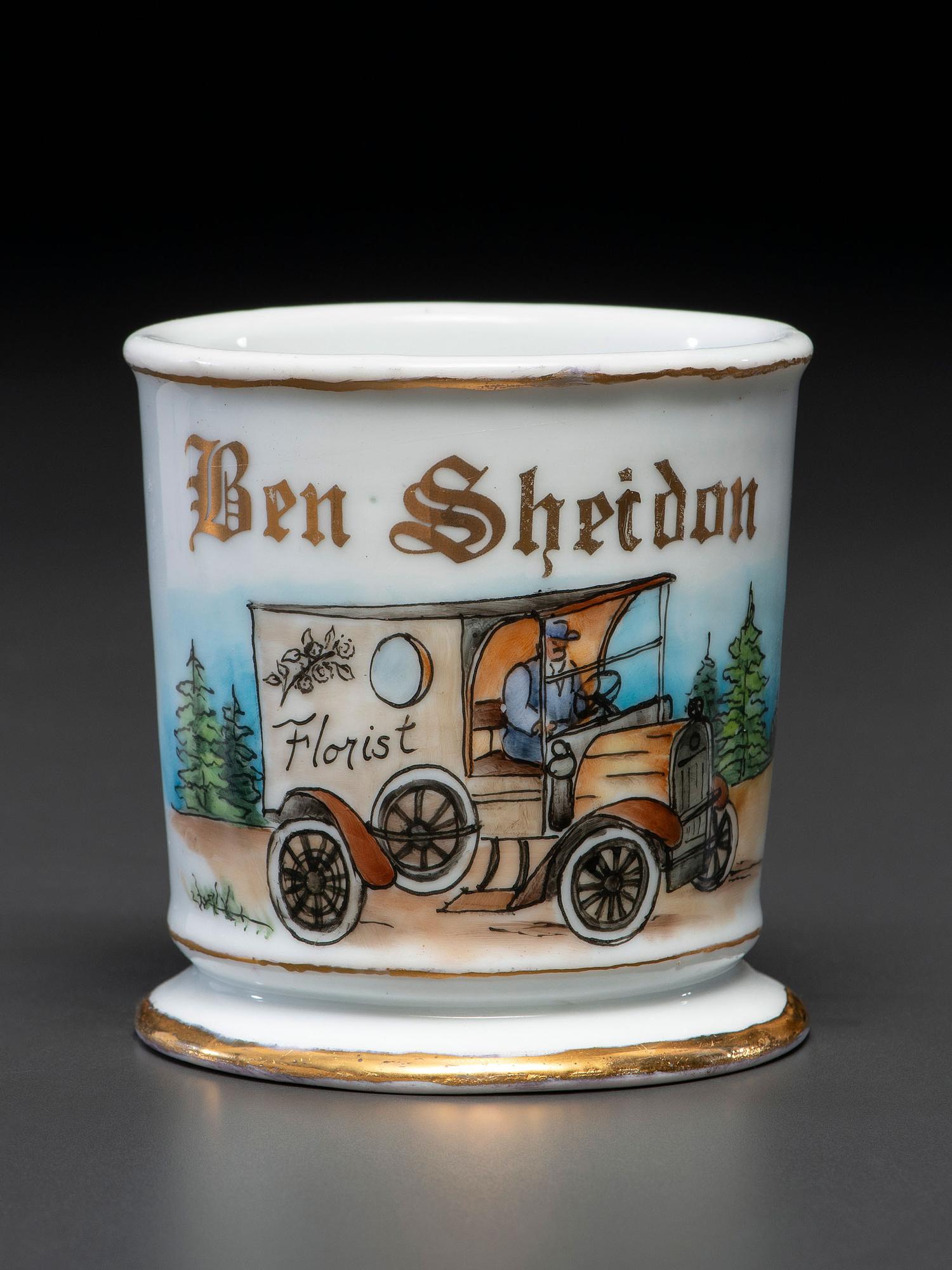 A Florist's Porcelain Occupational Shaving Mug
