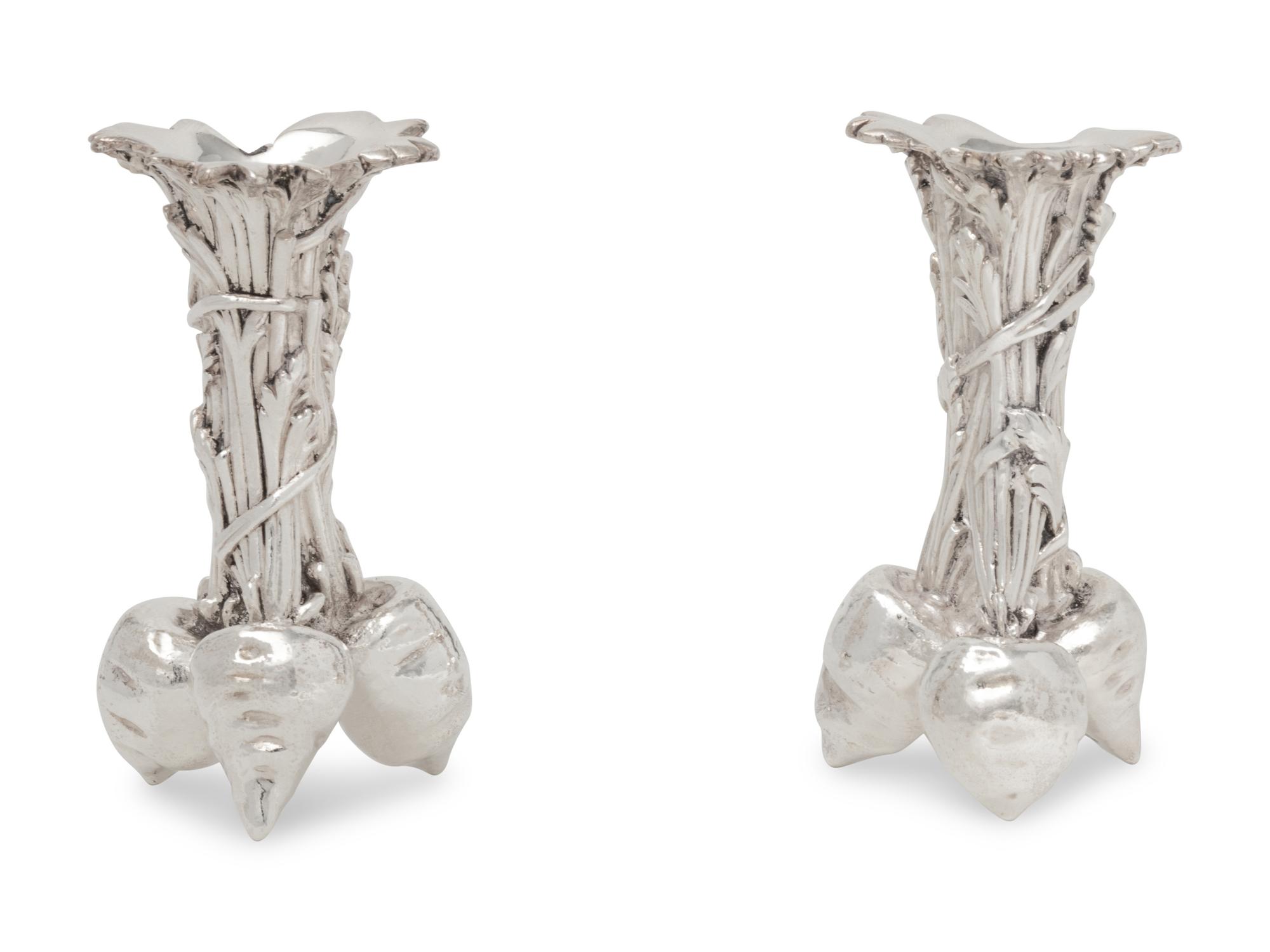 A Pair of Christofle Silver-Plate Bud Vases