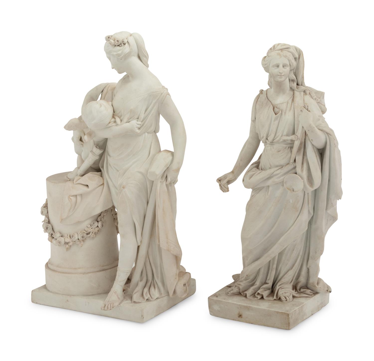 Two French Bisque Porcelain Figures