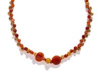 An Islamic Carnelian and Gold Bead Necklace