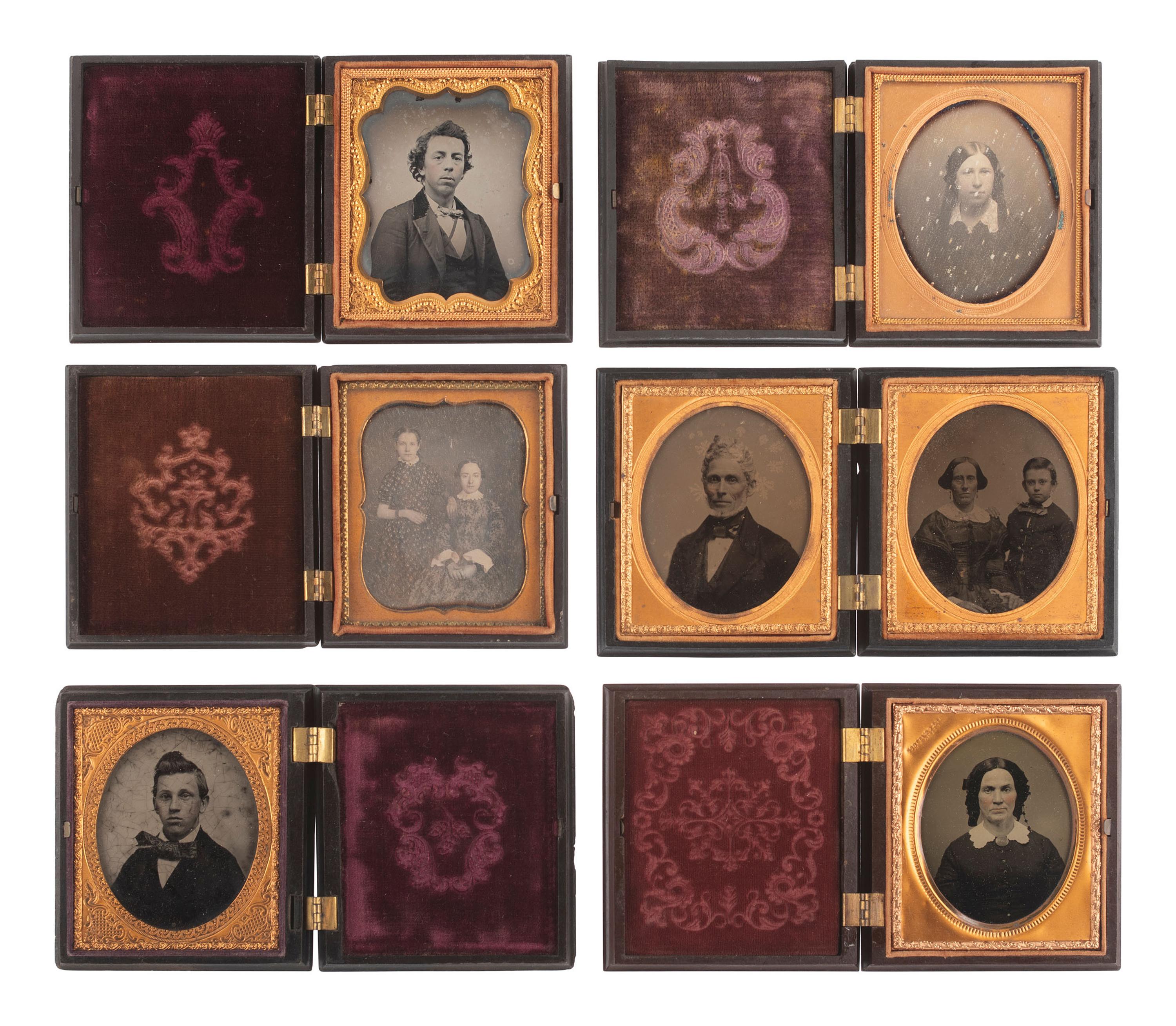 [EARLY PHOTOGRAPHY]. 27 assorted Union cases with floral, geometric, and scroll designs.