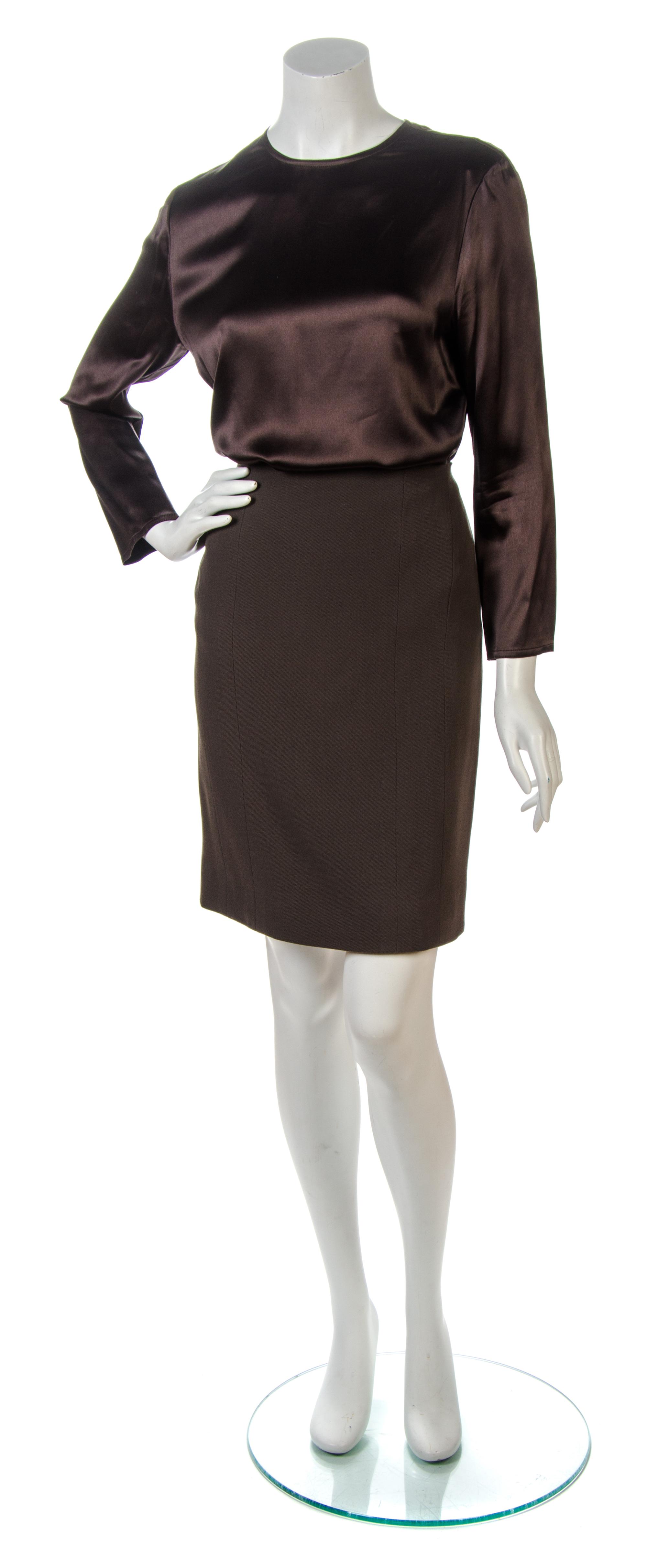 A Chanel Olive Green Ribbed Wool Skirt Suit,
