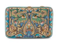 A Russian Shaded Enamel Silver-Gilt Cigarette Case