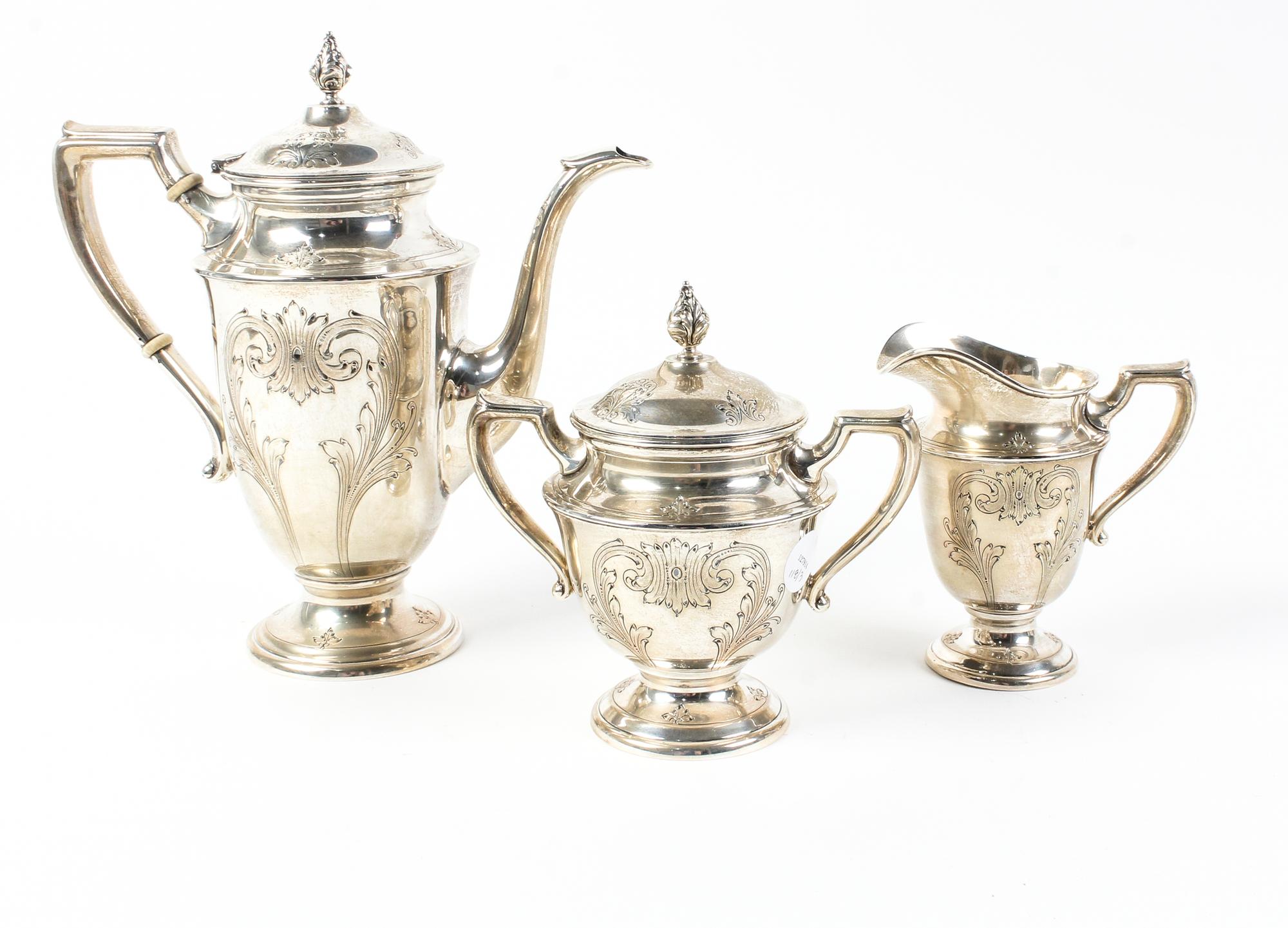 An American Silver Three-Piece Coffee Service, Towle Silversmiths, Newburyport, MA,