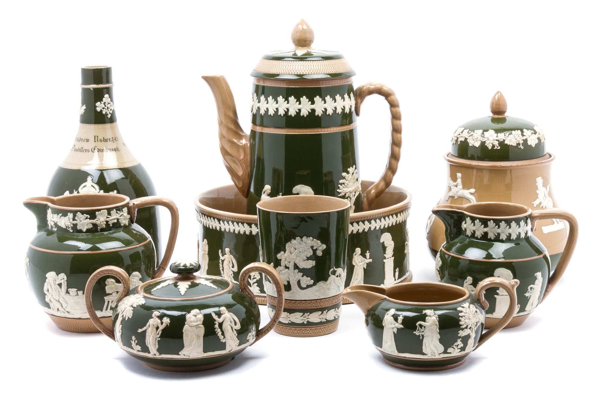 A Copeland Spode Partial Coffee Service Height of bottle 8 1/4 inches.