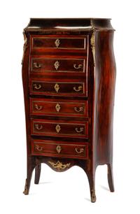 A French Gilt Bronze Mounted Rosewood Secretaire a Abattant Height 46 1/2 x width 26 x depth 20 inches. — 19TH CENTURY