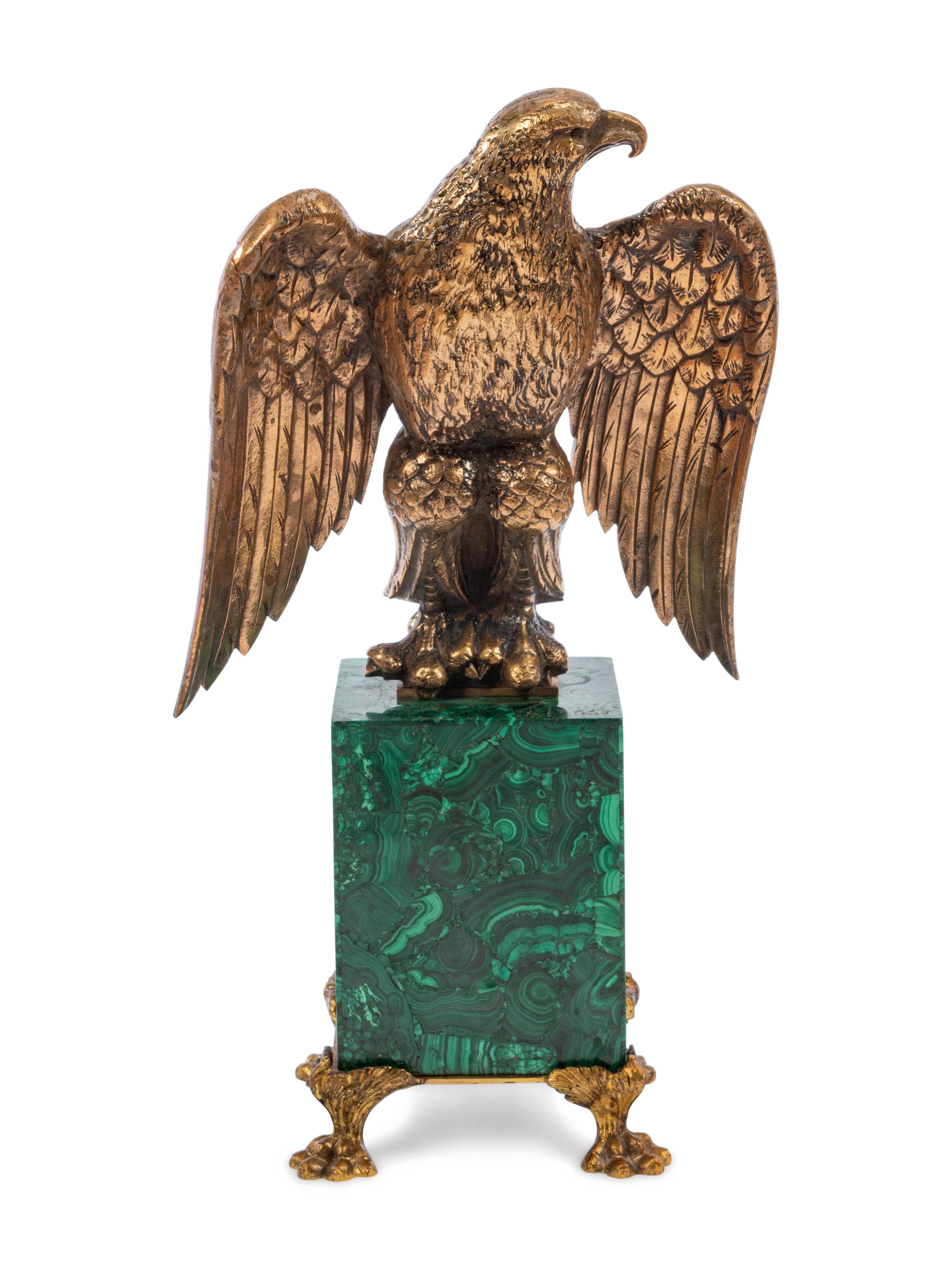 A Gilt Bronze and Malachite Figure of an Eagle