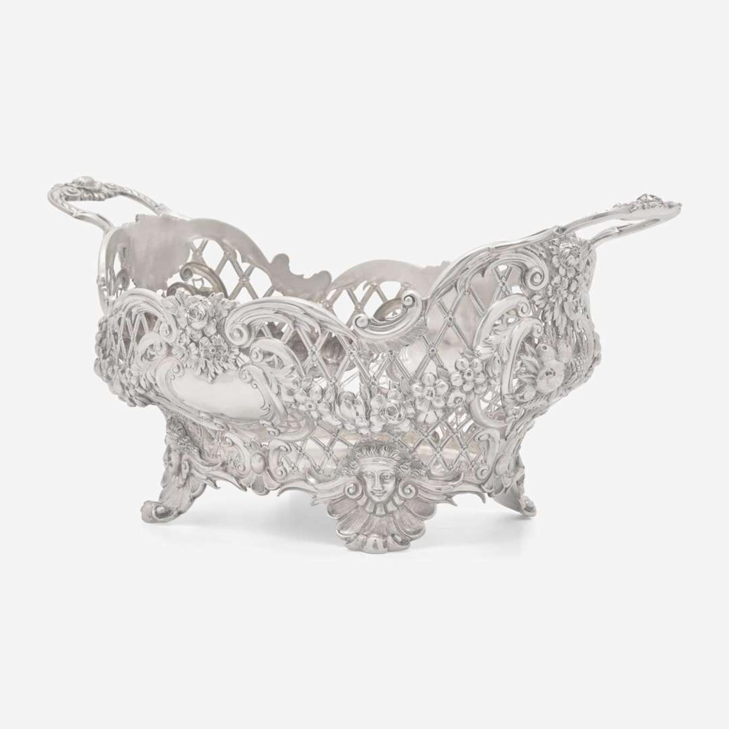 An Edward VII sterling silver reticulated centerpiece basket Maker, "HB," London, 1902