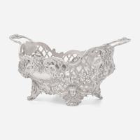 An Edward VII sterling silver reticulated centerpiece basket Maker, "HB," London, 1902