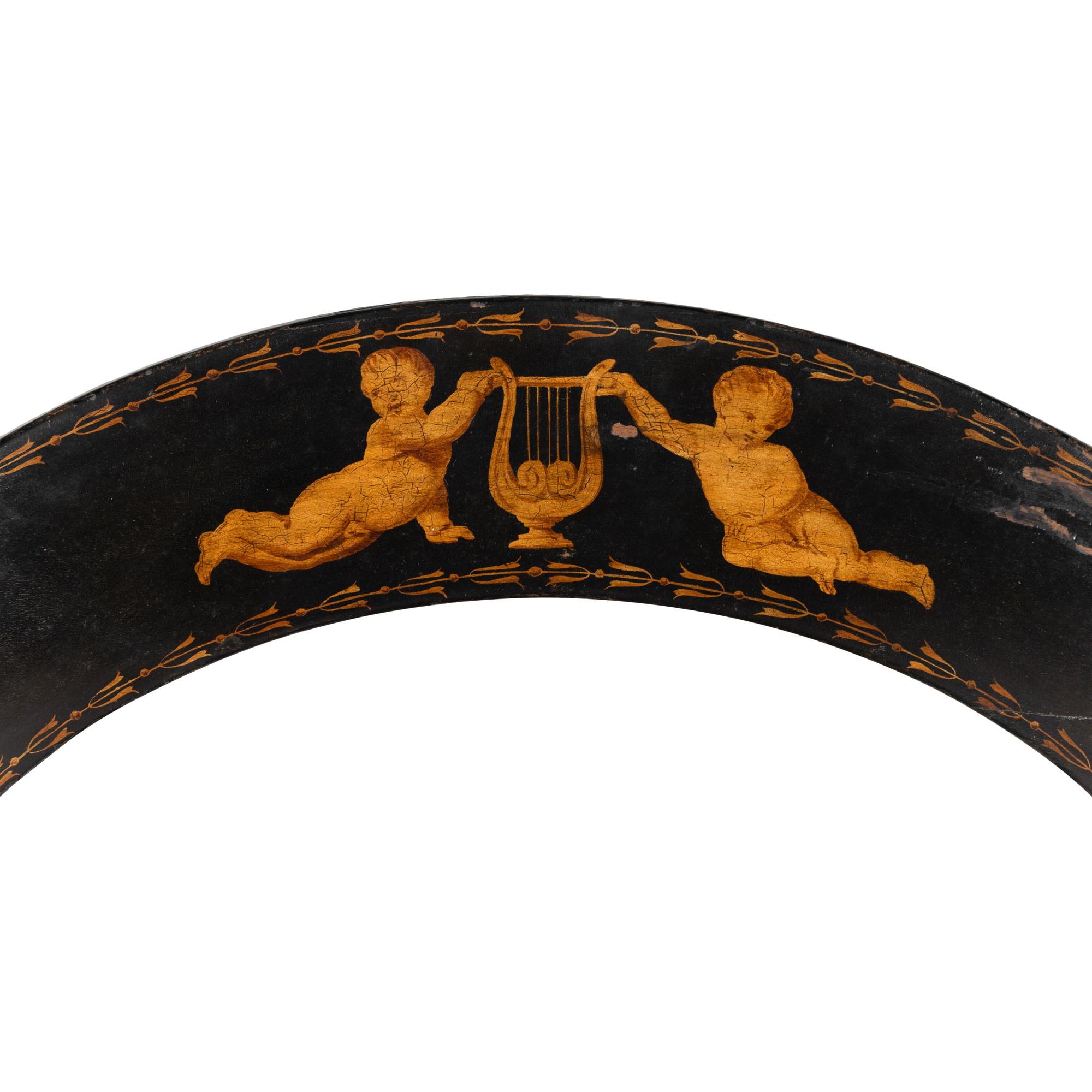 A Consulat Painted, Parcel Gilt and Ebonized Fauteuil