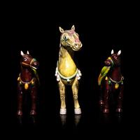 Three Chinese Enameled Porcelain Horses