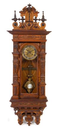 A German Walnut Regulator Clock Height 35 1/2 inches. — LENZKIRCHER, 19TH CENTURY