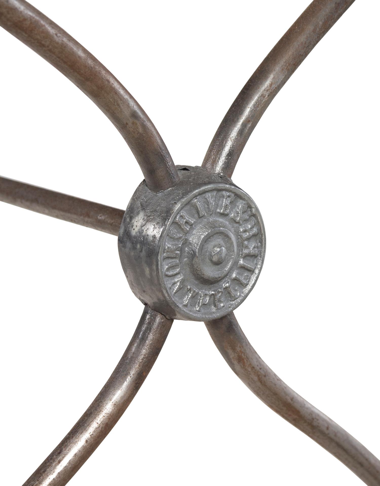 A French Steel Marble-Top Table