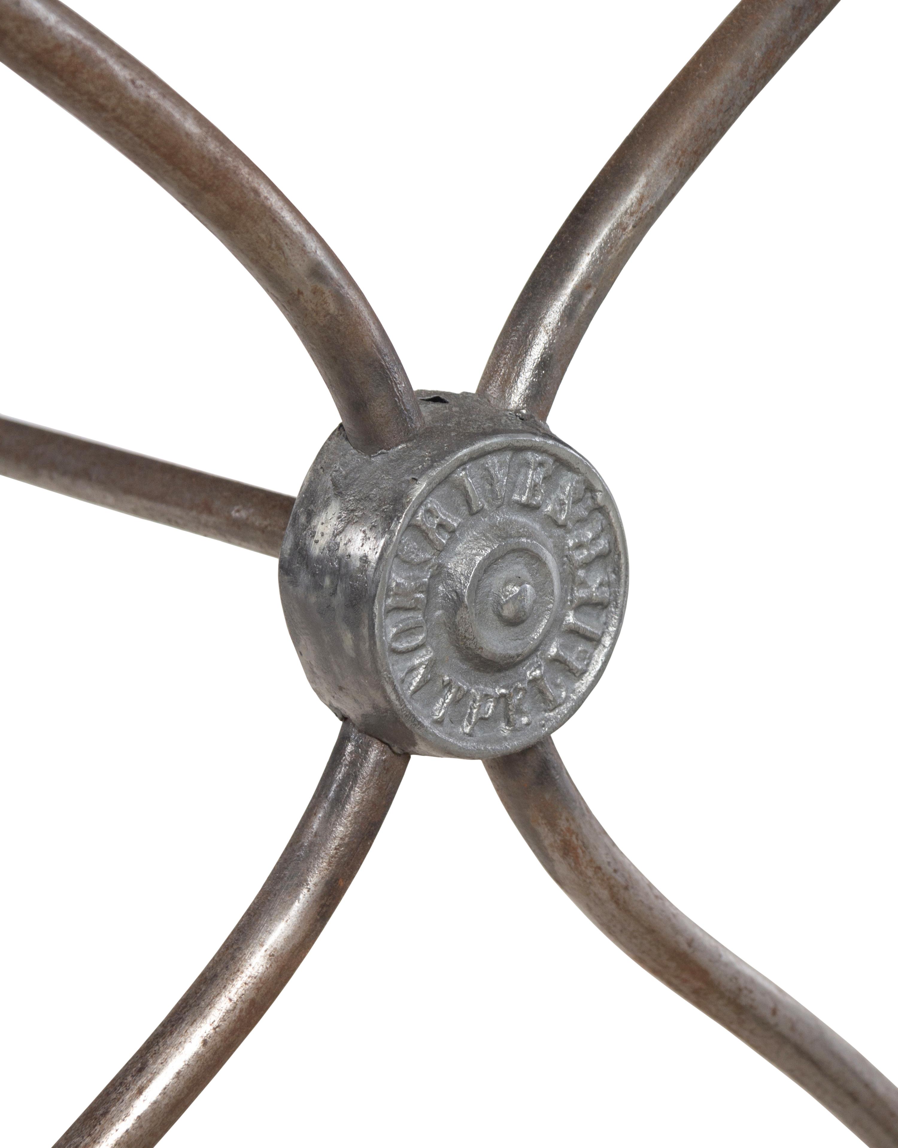 A French Steel Marble-Top Table
