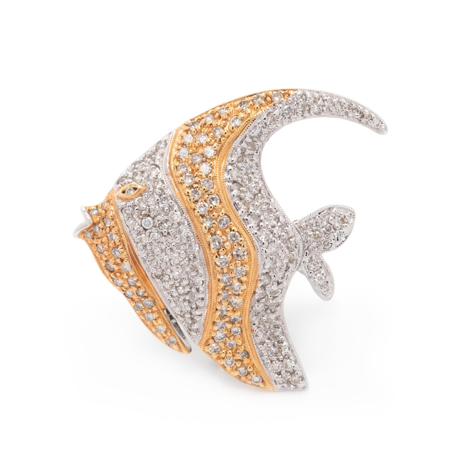 DIAMOND FISH BROOCH