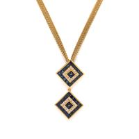 Sapphire, Diamond, and Yellow Gold Pendant Necklace