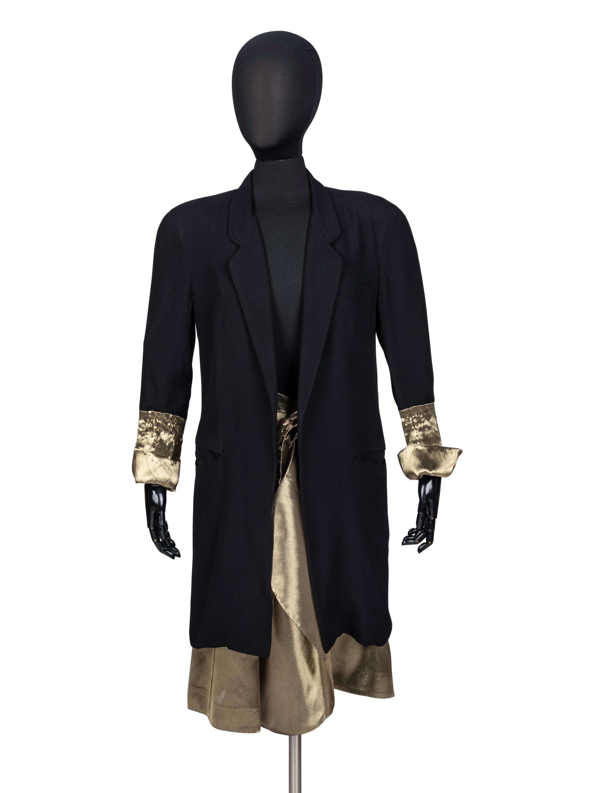 Giorgio Armani, Black & Gold Lamé Skirt Suit, c. 1980